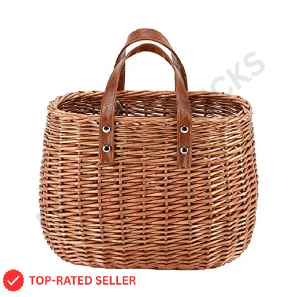 Hand-Woven Rattan Tote Bag Boho Chic Summer Beach Bag Elegant Minimal - Picture 2 of 8